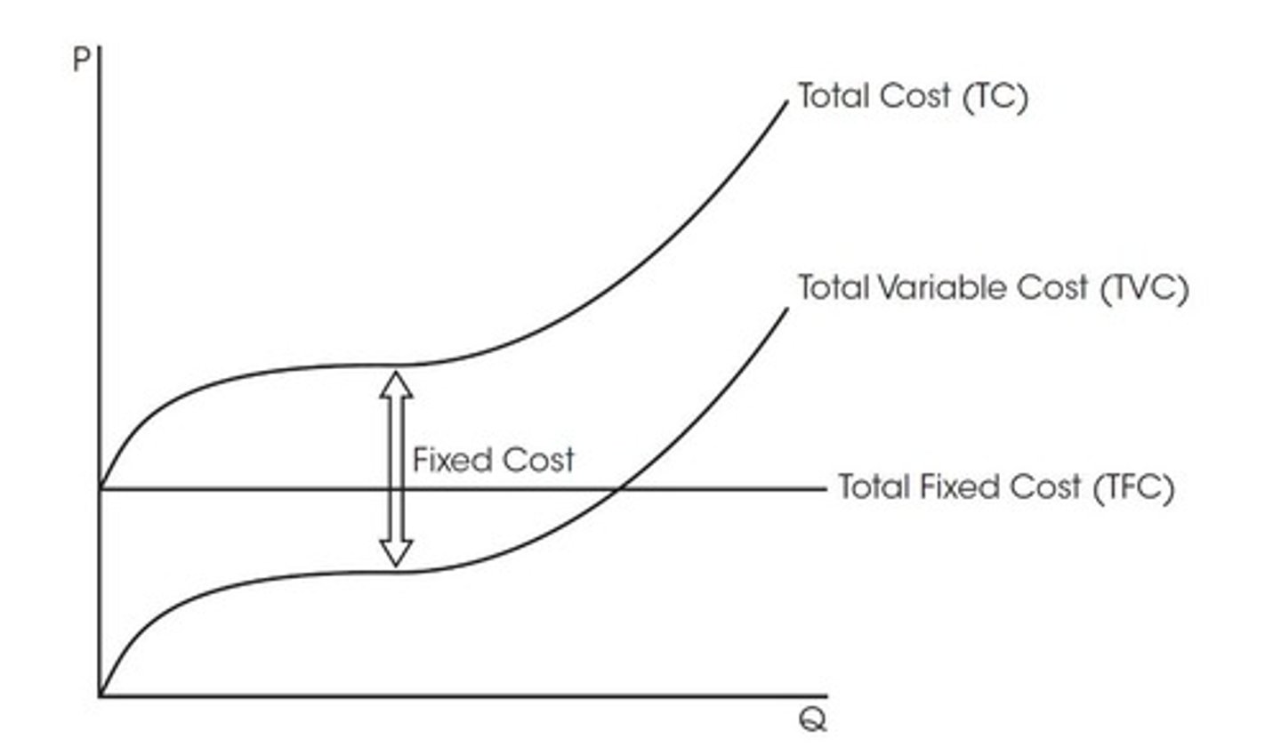 <p>Costs that do not change with the level of output.</p>
