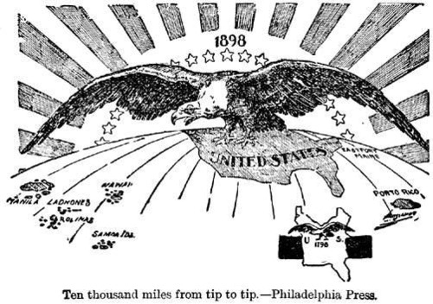 <p>Policy in which stronger nations extend their economic, political, or military control over weaker territories. For America, there was a desire for military strength, a thirst for new economic markets, and a belief in cultural superiority.</p>