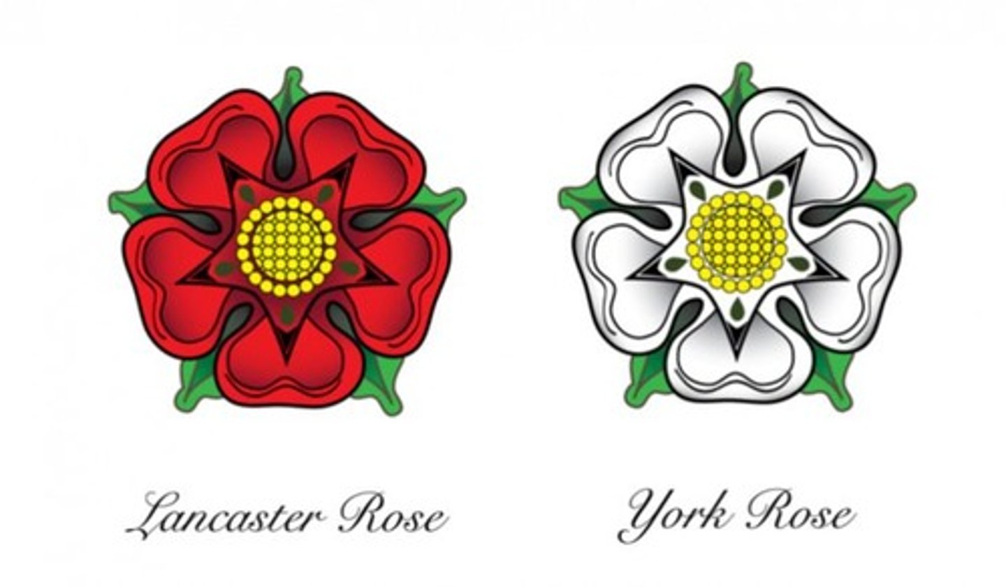 <p>Wars of the Roses. Yorkists and Lancastrians fight for the English throne. The Lancastrians win and begin the Tudor dynasty with Henry VII.</p>