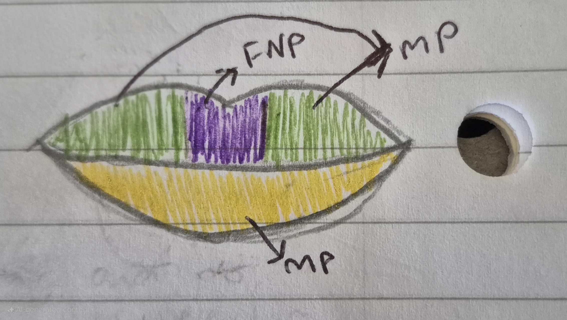 <p>MIDDLE OF UPPER LIP: frontonasal process</p><p>LATERAL PARTS OF UPPER LIP: maxillary processes</p><p>LOWER LIP (all): mandibular process</p><p></p>