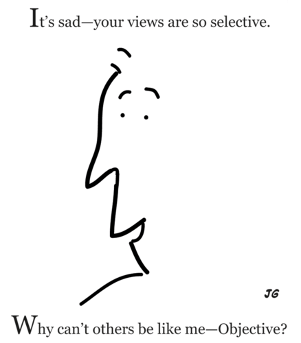 <p>Even after learning about these biases, people tend to believe they apply more to others than to themselves (Pronin, Gilovich, &amp; Ross, 2004).</p>