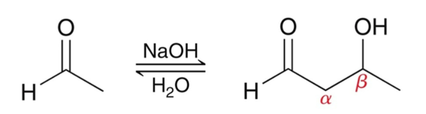 <ul><li><p><span style="color: #000000">Recall that when an aldehyde is treated with hydroxide (or alkoxide), an equilibrium forms where significant amounts of both enolate and aldehyde are present.</span></p></li><li><p><span style="color: #000000">If enolate attacks the aldehyde, an aldol addition occurs.</span></p></li><li><p><span style="color: #000000">Product features both aldehyde and alcohol groups.</span></p></li></ul><p></p>