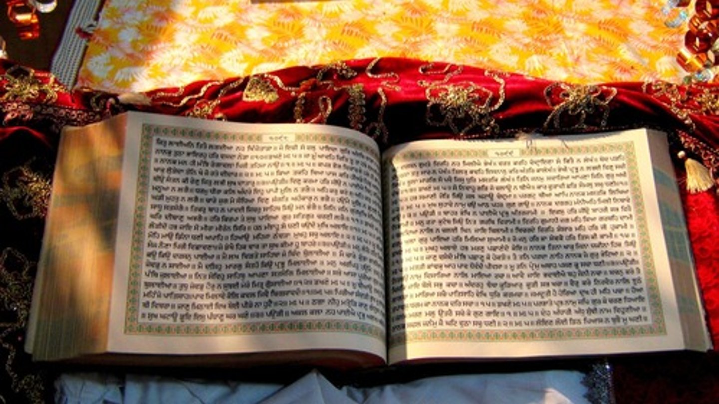 <p>final everlasting guru, sikhism holy scripture with teachings and songs.</p><p>-contains songs called raags. meant to be sung at diff times</p>