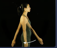 moving the arm from a flexed position to the resting position