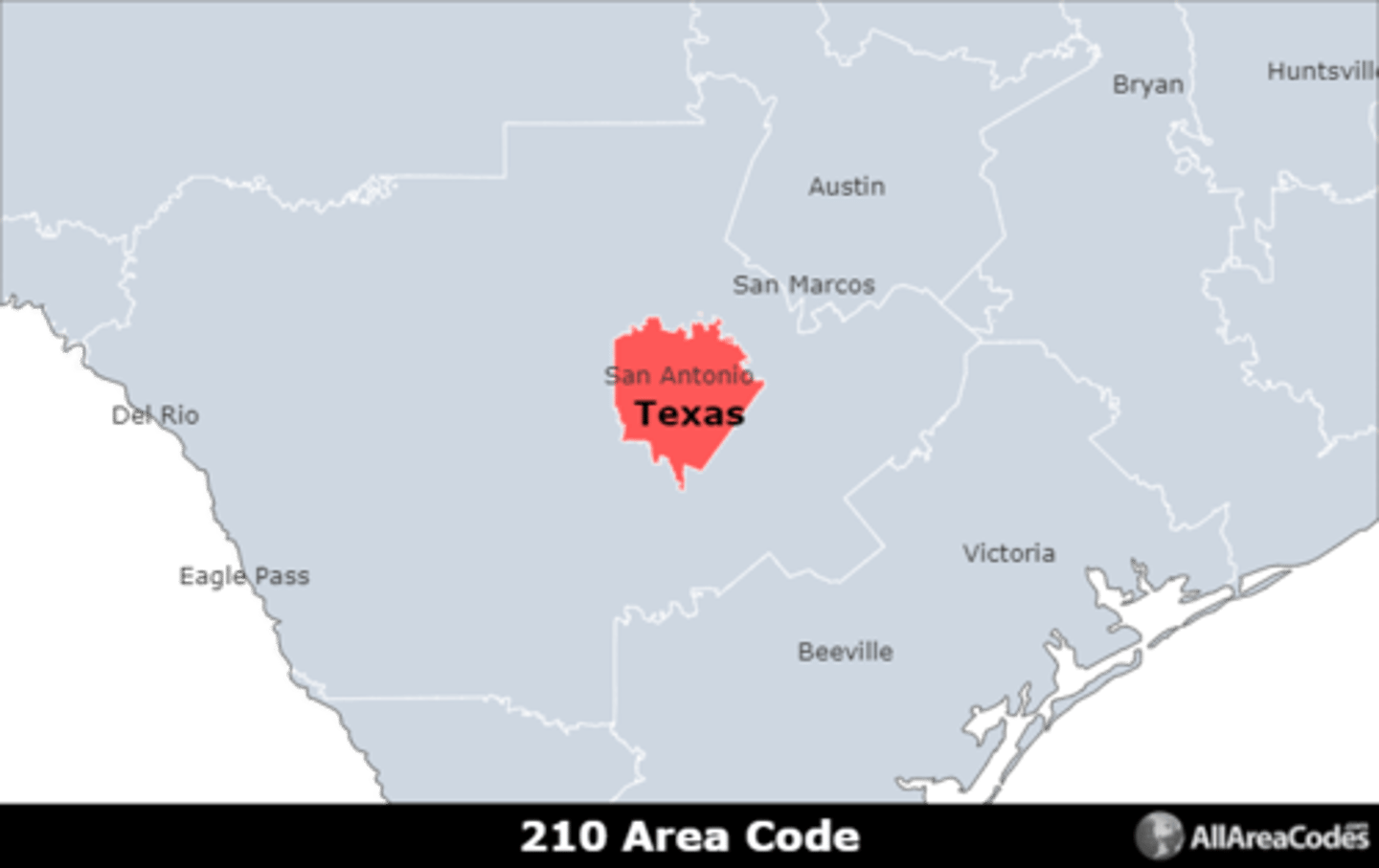 <p>Area code 210 serves San Antonio, TX and the surrounding areas. It has a single overlay (726) that serves the same area.</p>