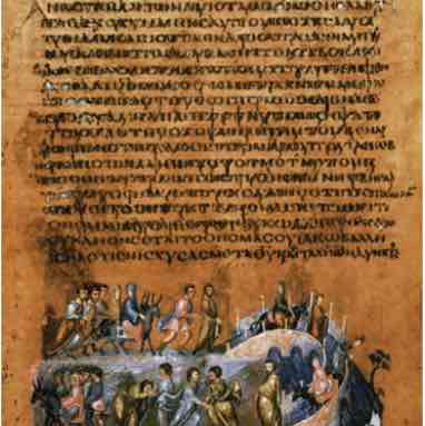 <p>vienna genesis, early byzantine europe, early 6th century CE, illuminated manuscript - tempera, gold, silver on purple vellum</p>