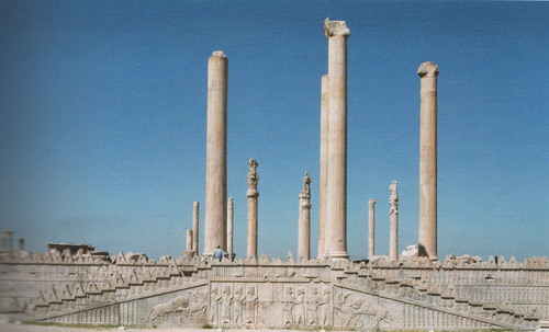 72 columns with carvings on animals