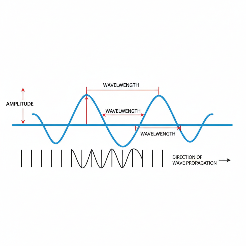 <p>The distance between two consecutive identical points on a wave, such as the distance from one crest to the next crest.</p>