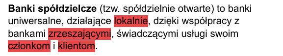 <p><span>uniwersalne, lokalne, działają z bankami zrzeszającym</span></p>