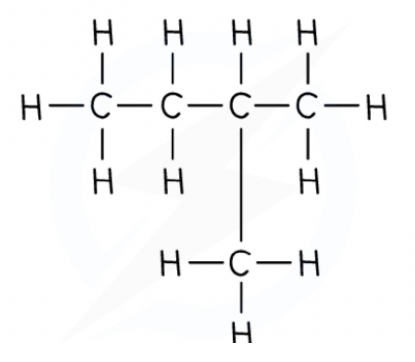 <ul><li><p><span>shows the spatial arrangement of all the atoms and bonds in a molecule - this is also known as the&nbsp;<strong>graphical formula.</strong></span></p></li><li><p><span>For example:</span></p></li></ul><p></p>