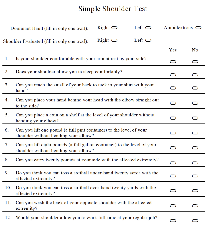 <ul><li><p><span style="color: rgb(248, 245, 245);"><span>12 items </span></span><span style="color: red;"><span>(all function)</span></span></p></li><li><p><3 min</p></li><li><p><span style="color: red;"><span>Yes/no scale</span></span></p></li><li><p>0-12 (worst to best)</p></li></ul><p></p>