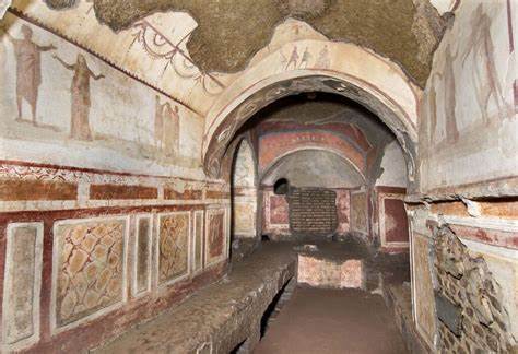 <p><strong>Catacombs of Priscilla</strong></p><p>Late Antique Europe</p><p>Rome, Italy</p><p>200-400 CE</p><p>Tufa and fresco</p>