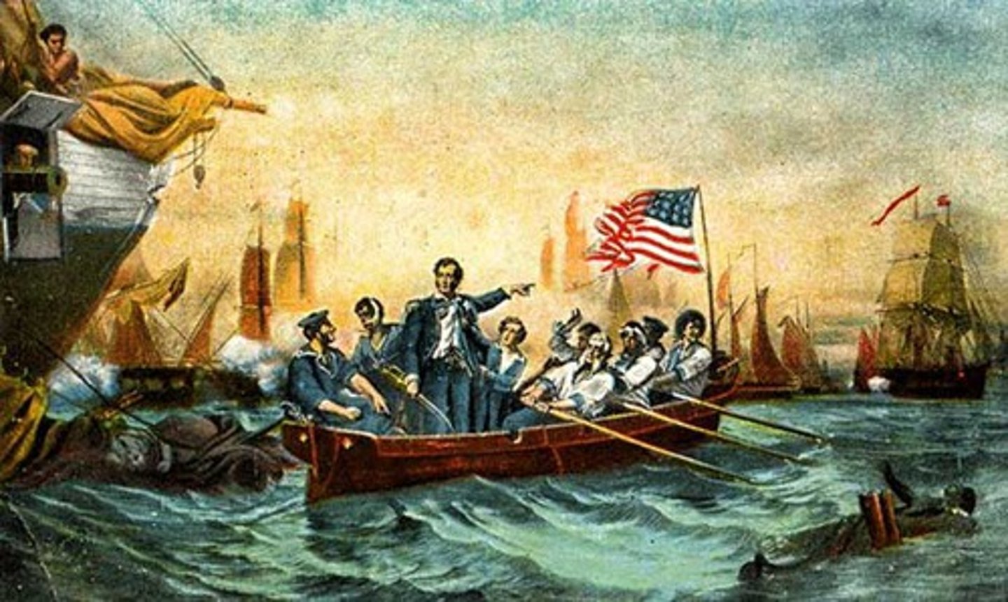 <p>Probably the most important U.S. naval victory in the War of 1812. Captain Oliver Hazard Perry led the U.S. to victory against the British. (p. 140)</p>