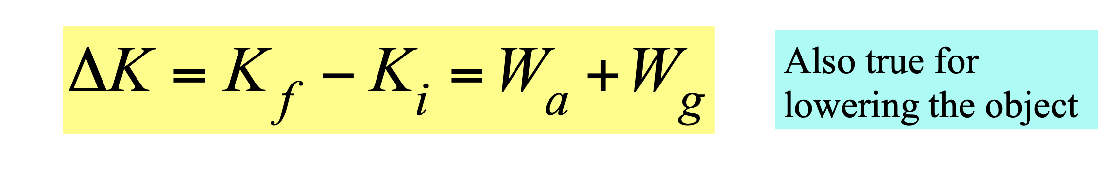 <p><strong><span>During the upward displacement, the applied force does positive work </span><em><span>Wa </span></em><span>on the object</span></strong></p><p><strong><span>At the same time gravitational force does negative work </span><em><span>Wg </span></em><span>on it</span></strong></p><p><strong><span>During lifting, the applied force tends to transfer energy to the object while the gravitational force tends to transfer energy from it.</span></strong></p>