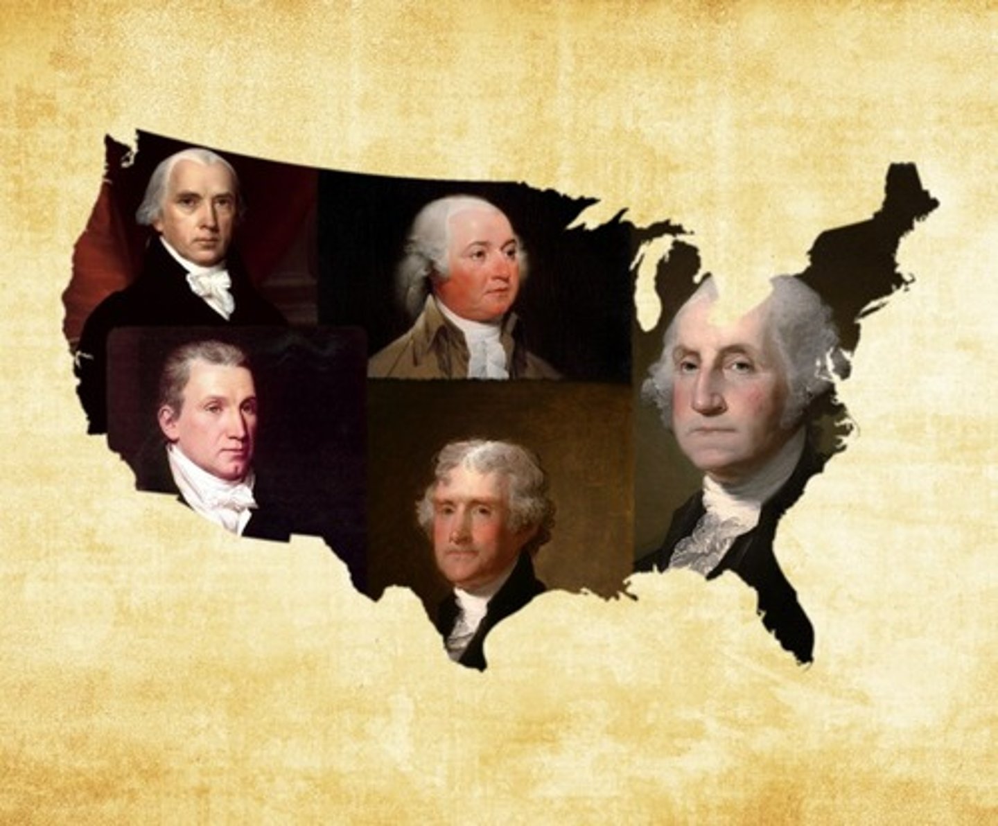 <p>Washington, Adams, Jefferson, Madison, Monroe</p>
