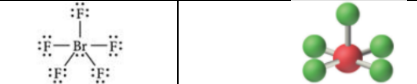 6 electron domains, 5 bonding groups, 1 lone pair (<90)