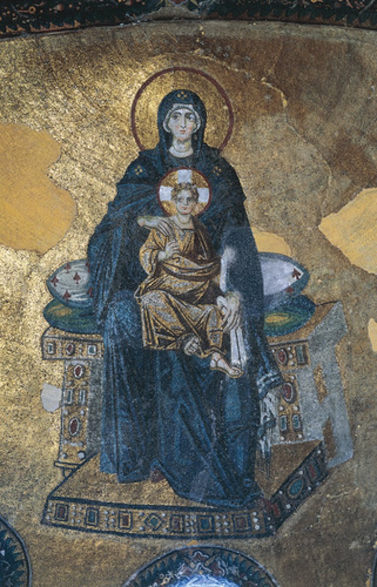 <p>Colour associated with Virgin Mary</p>