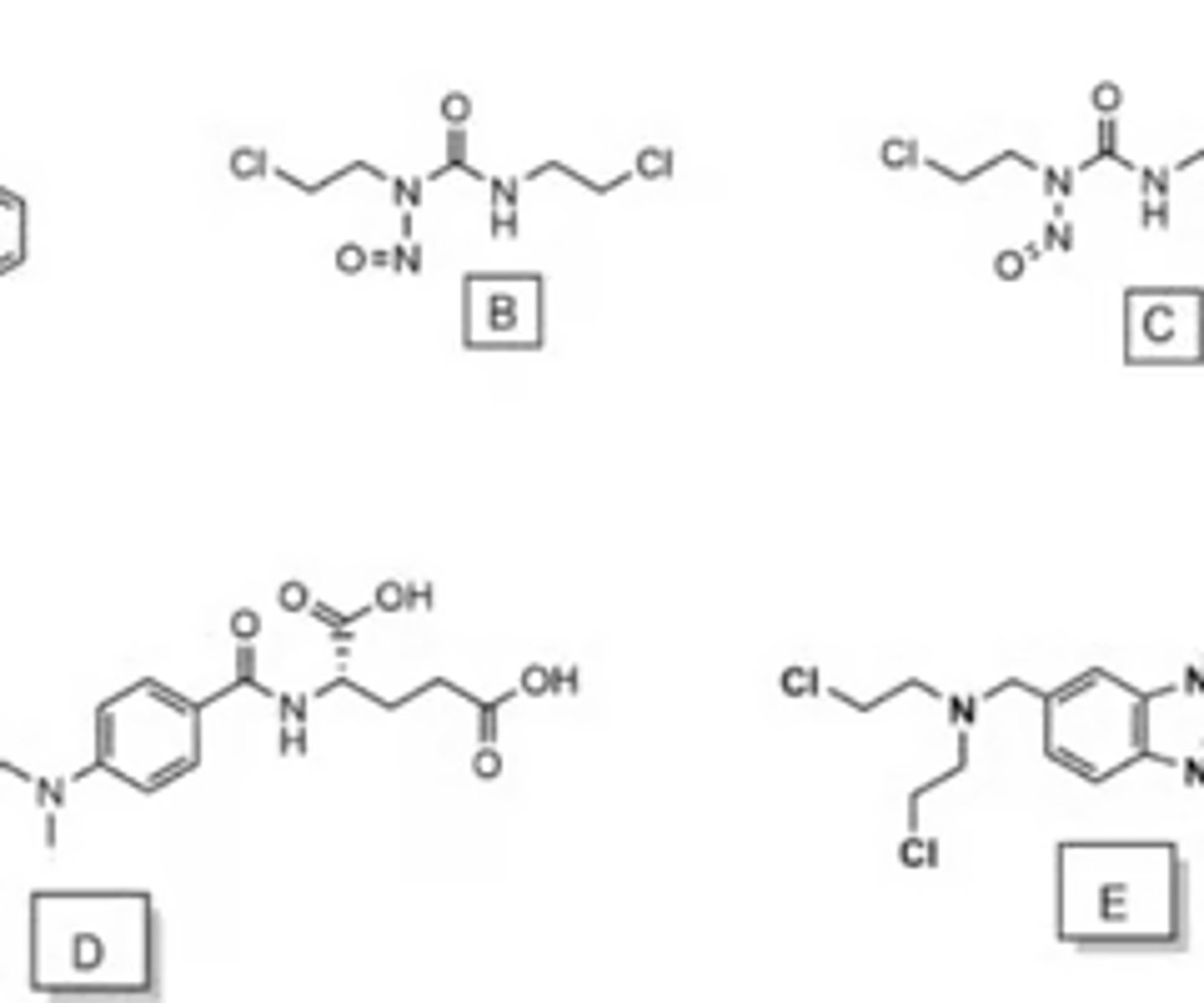 <p>Which structure is an aromatic nitrogen mustard?</p>