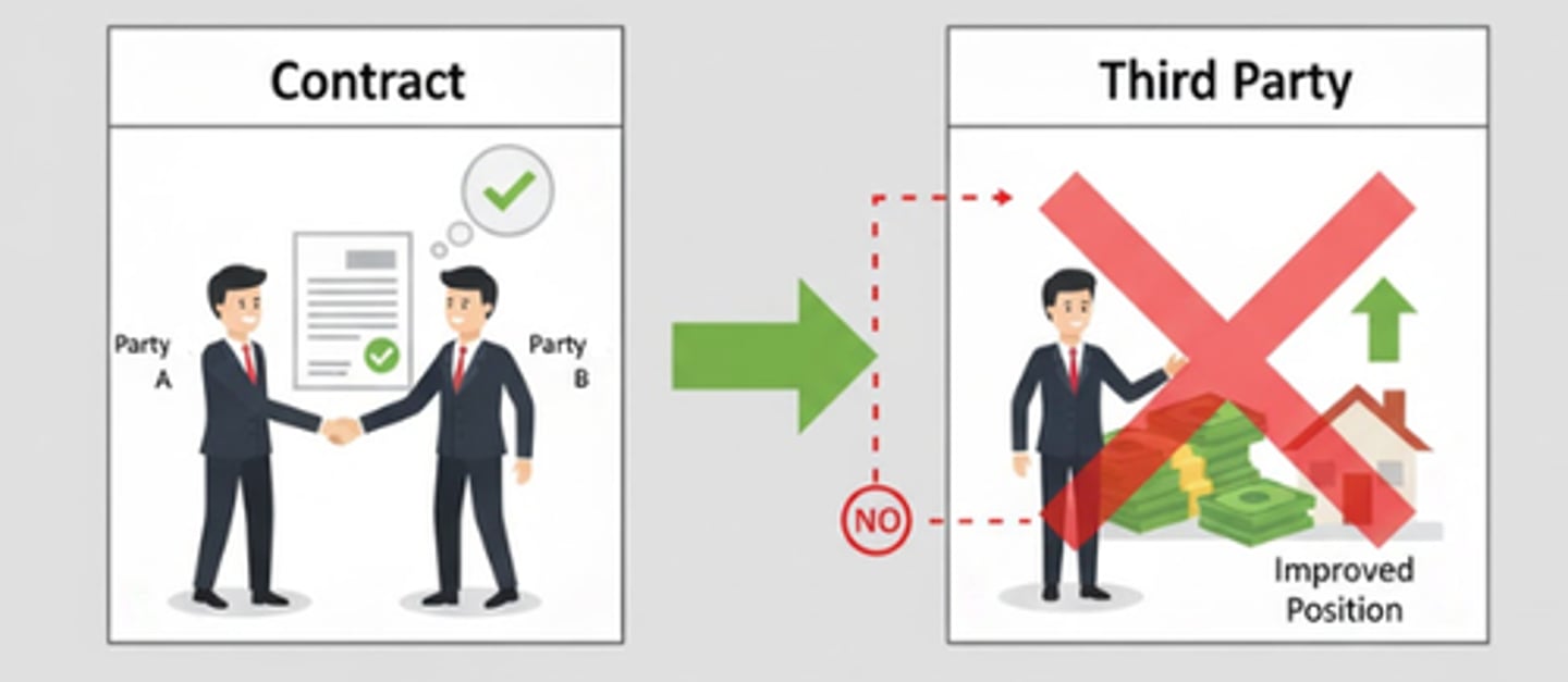 <p>Chapter: Privity of Contract and the Rights of Third Parties (Rights of Third Parties Act 1999)</p><p>Principle: A contract does not purport to confer a benefit on a third party simply because the position of that third party will be improved.</p>