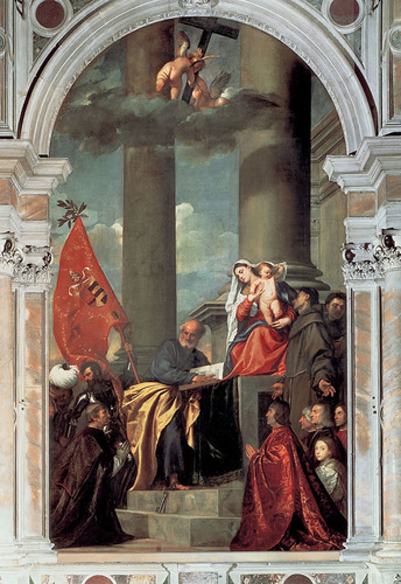<p>1519-1526. Oil on canvas. Pesaro Chapel, Santa Maria Gloriosa dei Frari, Venice, Italy.</p>