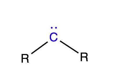 (highly reactive, uncharged molecule that can act an electrophile or nucleophile; reacts similarly to a carbenoid)