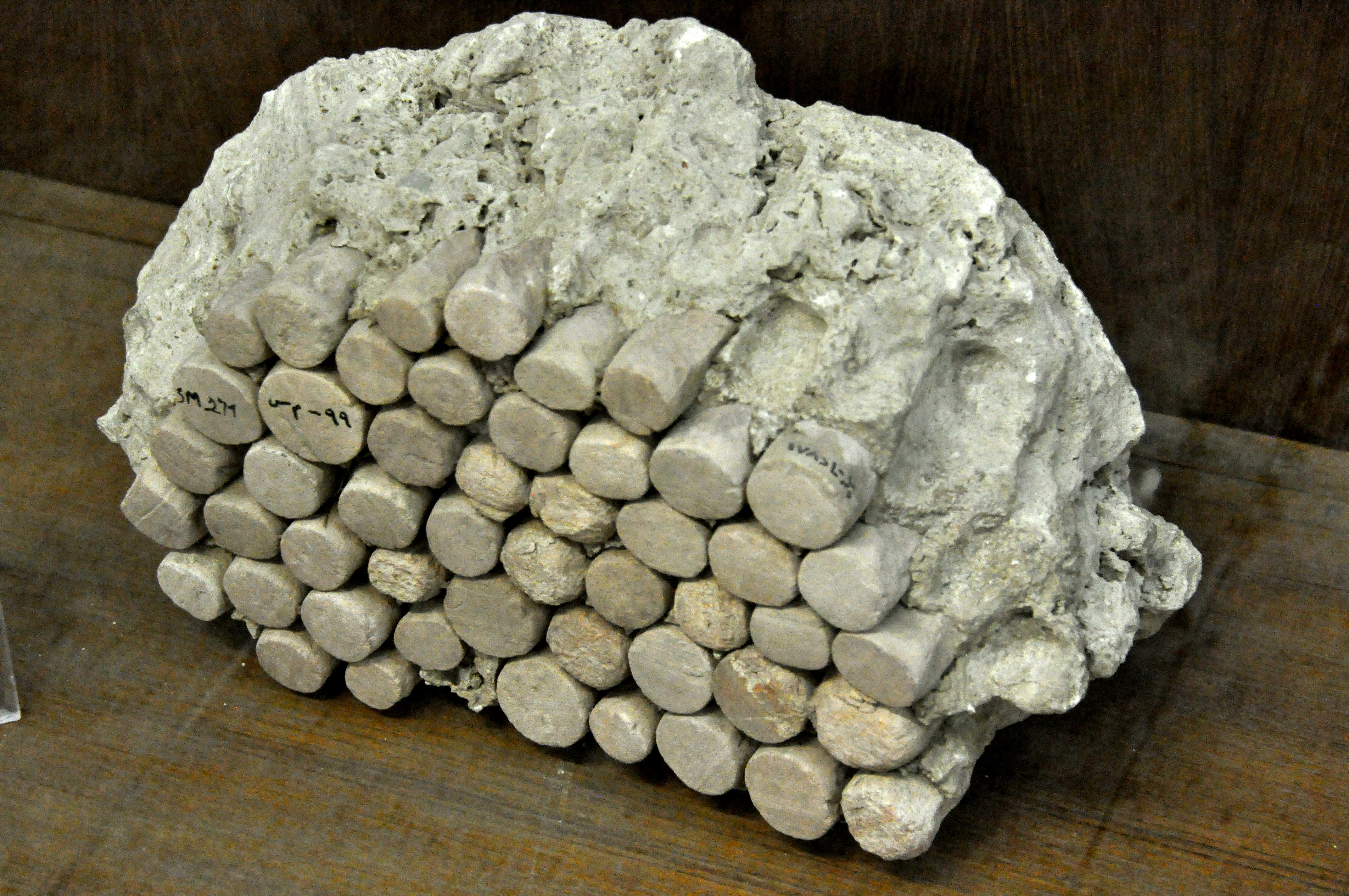 <p>They are decorations made from small, baked clay cones pressed into wet plaster with their pointed ends facing out to form colorful geometric patterns</p>