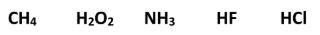 <p>Consider this list of compounds of hydrogen here.</p><p>i) In which of the compounds listed does hydrogen bonding occur?</p>