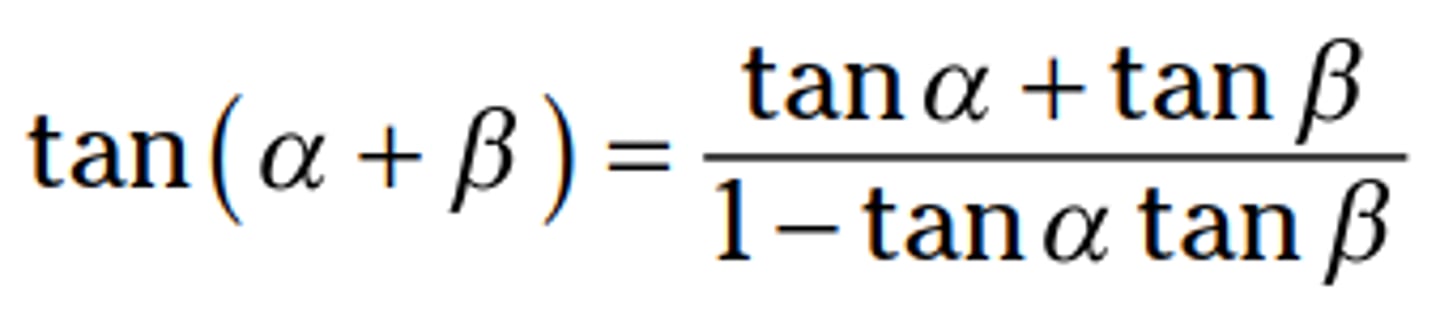 <p>tan(u + v) = (tan(u) + tan(v)) / (1 - tan(u)tan(v))</p>