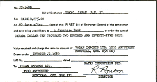 Example: Bill of Exchange