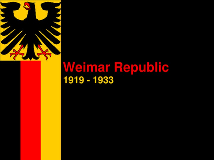 <p>Post WWI German republic; in great debt due to war reparations; received large loans each year from the United States</p>
