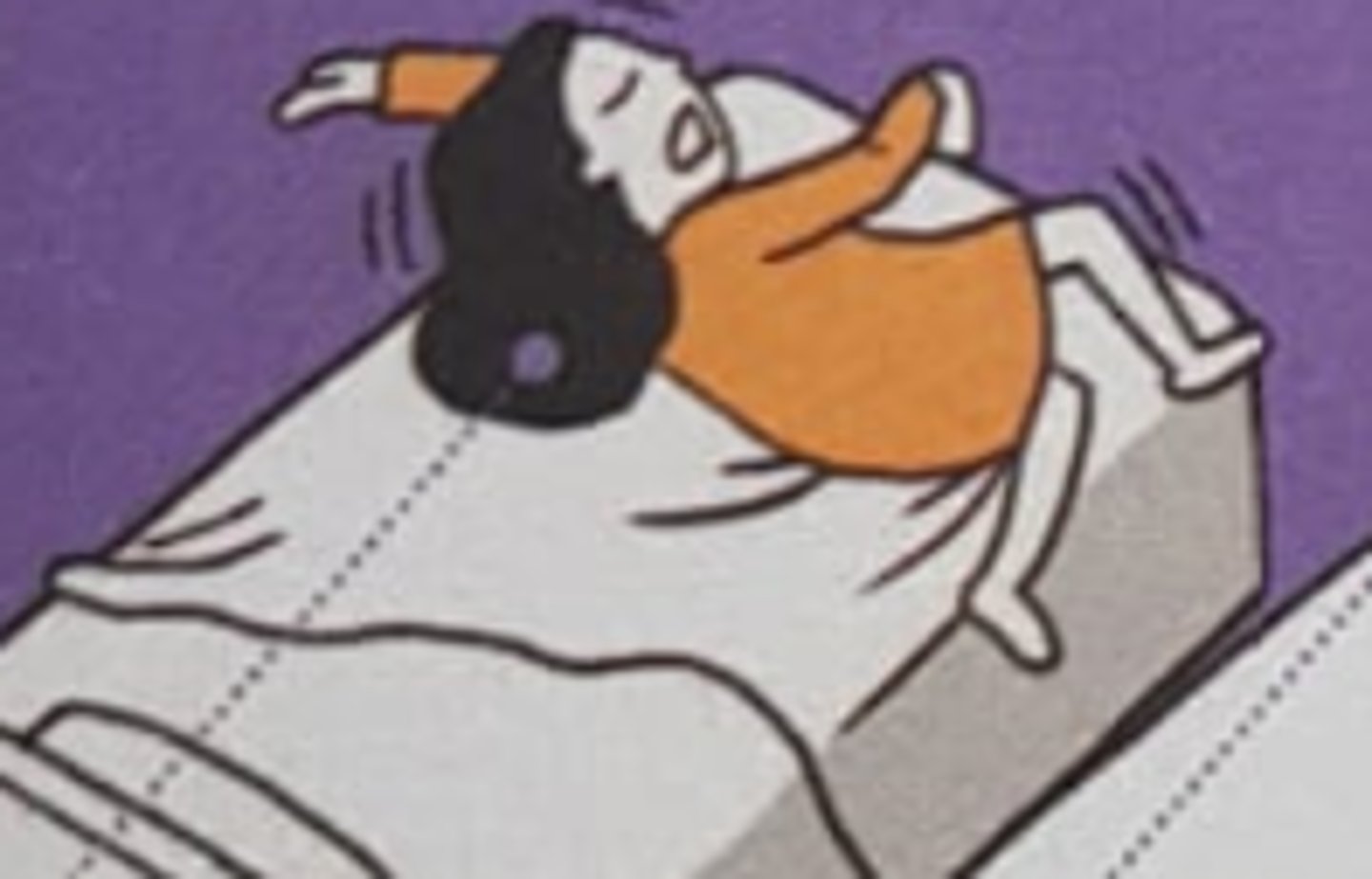 <p>to toss and turn (when trying to fall asleep)</p>
