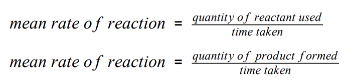 <ul><li><p>g/s OR cm³/s OR mol/s</p></li></ul>