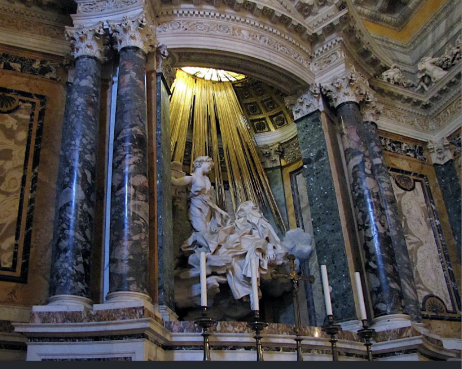 <p>Gianlorenzo Bernini, Ecstasy of St. Teresa, Cornaro Chapel, Santa Maria della Vittoria, Rome, 1645–52</p>