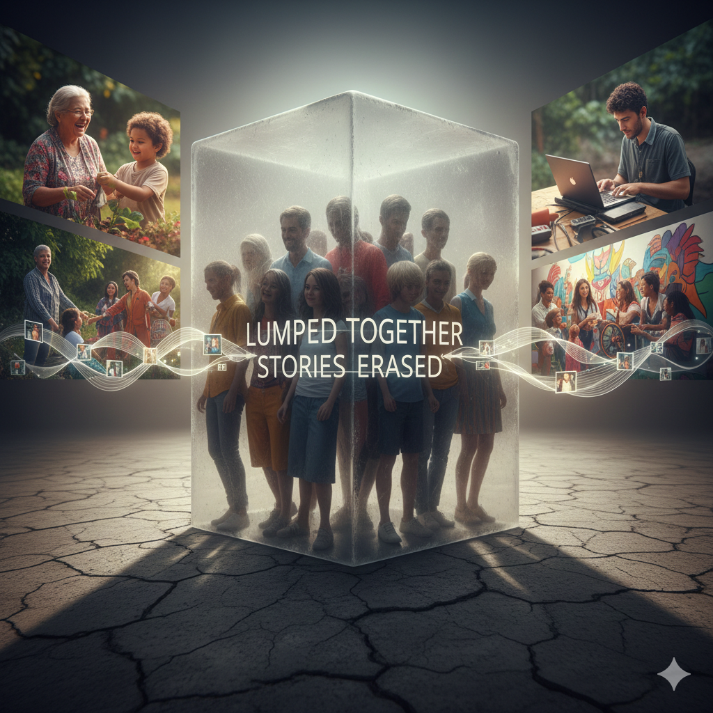 <p>Lump someone/sth together</p>