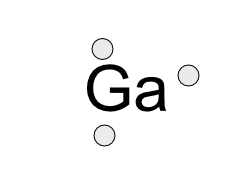 <p>Ga31 (Ar18) 4s2, 3d10, 4p1 Tres electrones distribuidos según las manecillas del reloj.</p>