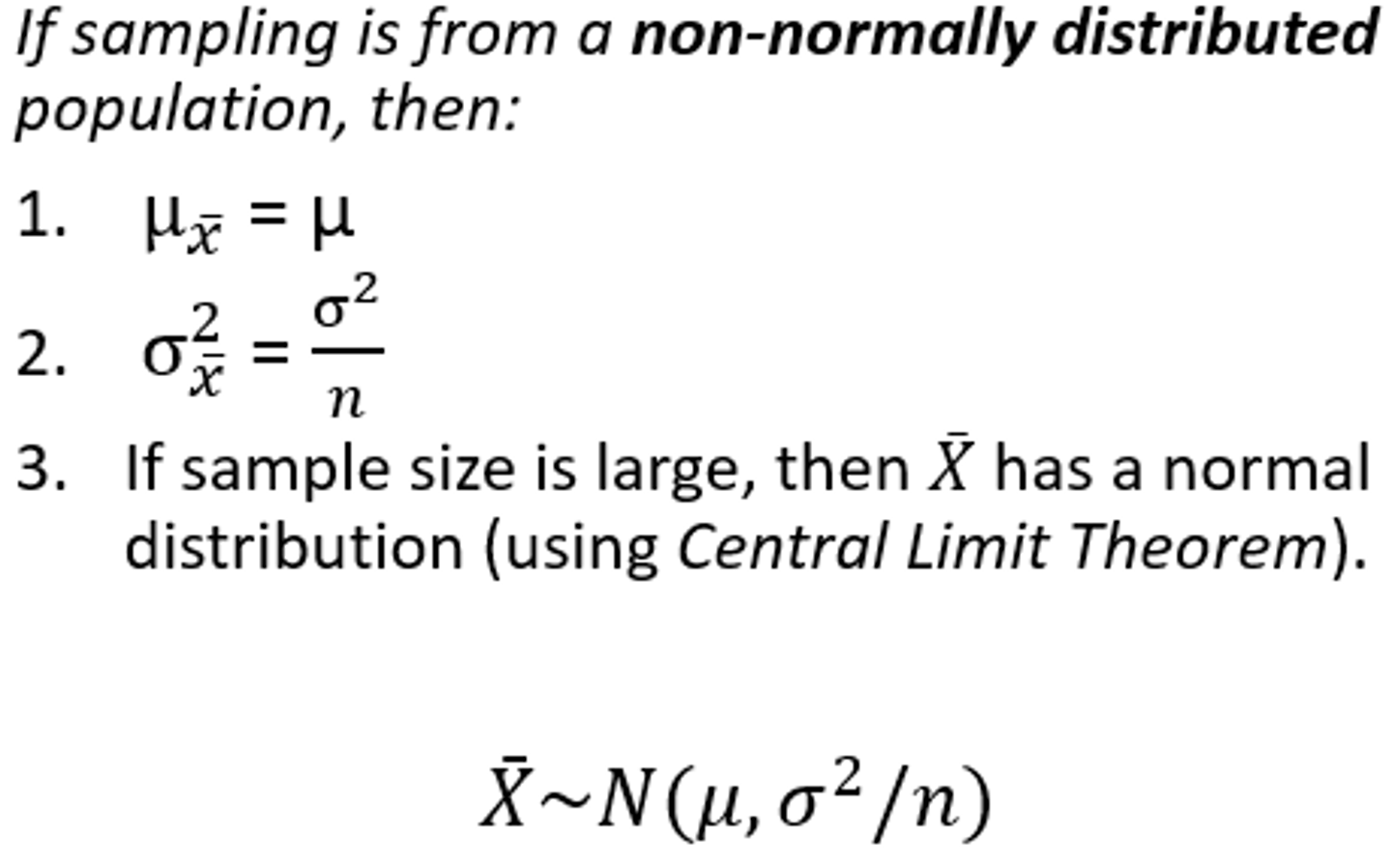 <p>Sample size greater than or equal to 30</p>