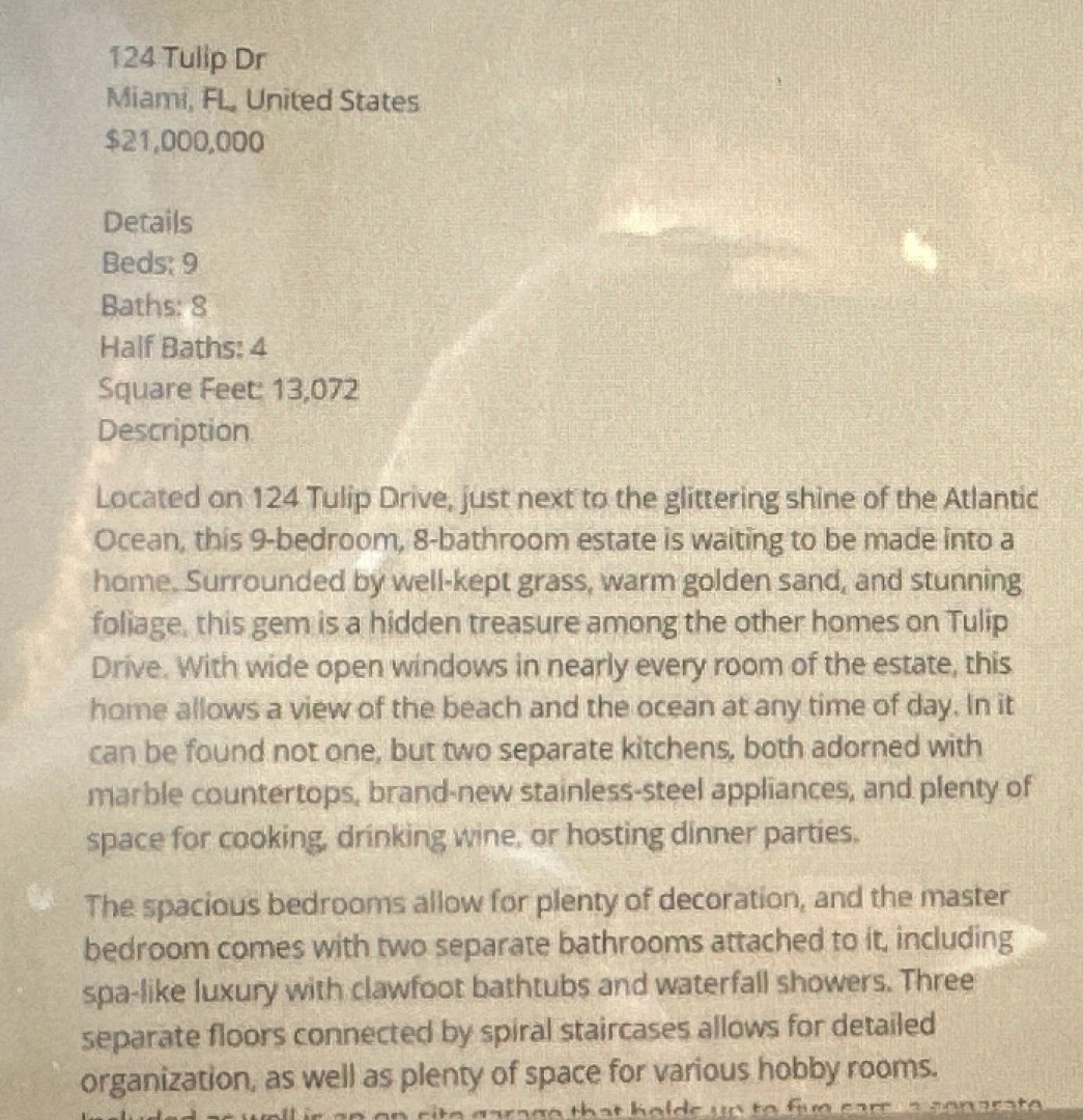 <p>In addition, to the information in the passage, which of the following resources would assist a potential buyer’s decision-making process? </p>