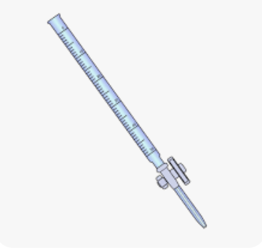 <p>measuring volumes of liquids, delivers various volumes through a valve called a stop cock, more precise (exact) than the graduated cylinder</p>
