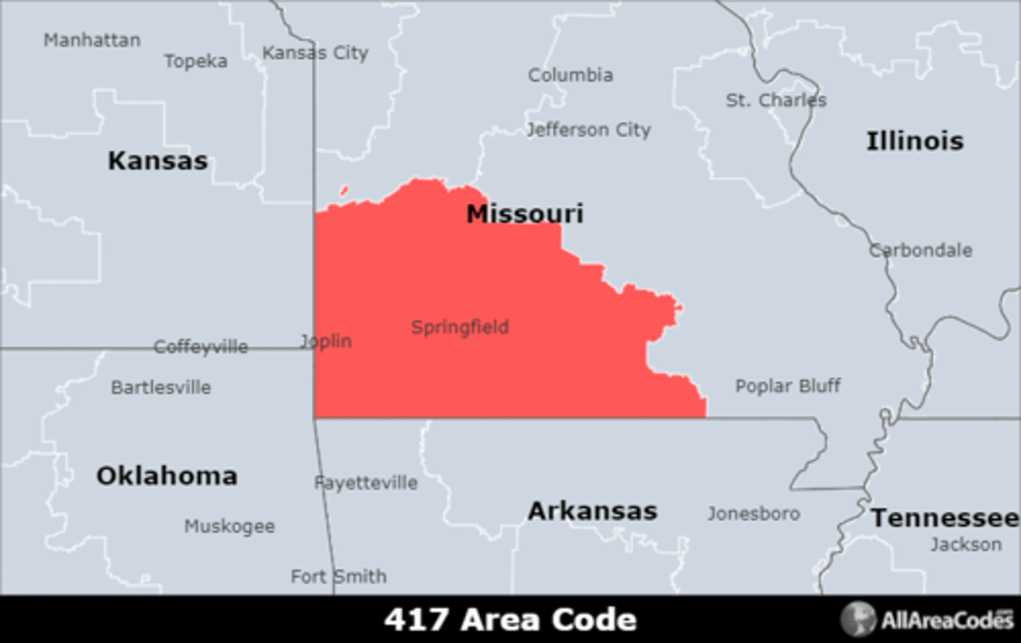 <p>Area code 417 is located in southwestern Missouri and covers Springfield, Joplin, and Nixa. It is the only area code that serves the area.</p>