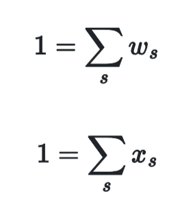 <p>All weight & mole fractions in a stream sum to 1</p>