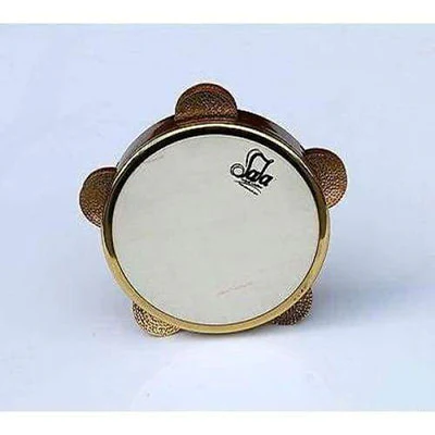 <p>handheld tambourine with wooden frame</p>