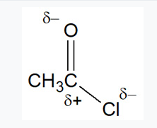 <p><span>Acid chlorides are highly reactive and susceptible to nucleophilic attack due to the carbonyl carbon being electron deficient (δ+) as it is bonded to the electronegative oxygen and chlorine atoms.</span></p>