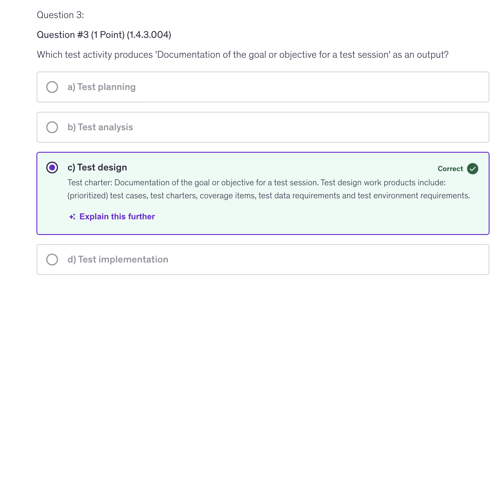 <p>c) Test design</p>