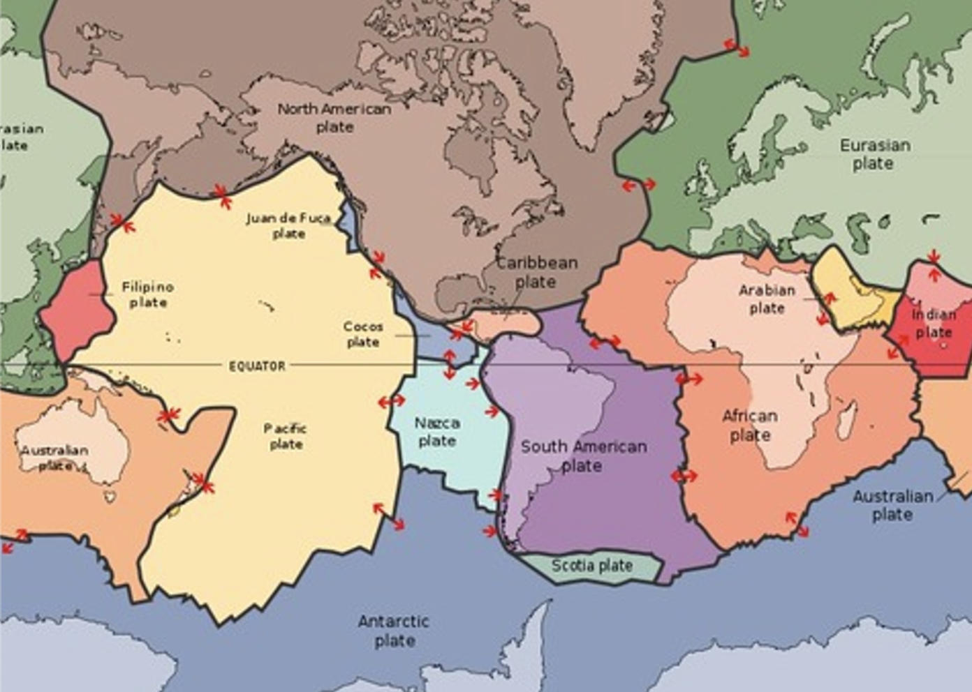 <p>The theory that the lithosphere of Earth is decisions into plates, most of which are in constant motion</p>