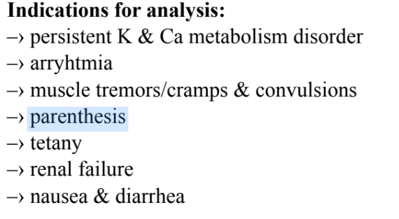 <p>A. Persistent disorders of potassium and/or calcium metabolism</p>