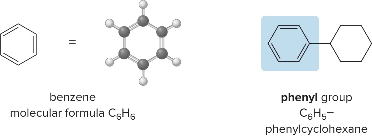 <p>Simplest aromatic hydrocarbon. Its 3 π bonds make it a functional group. <span style="color: red;"><strong>Called a</strong></span><strong> </strong><span style="color: rgb(166, 0, 255);"><strong>“</strong></span><span style="color: red;"><strong>phenyl</strong></span><span style="color: rgb(166, 0, 255);"><strong>”</strong></span><strong> </strong><span style="color: red;"><strong>group when part of a bigger molecule</strong></span></p>
