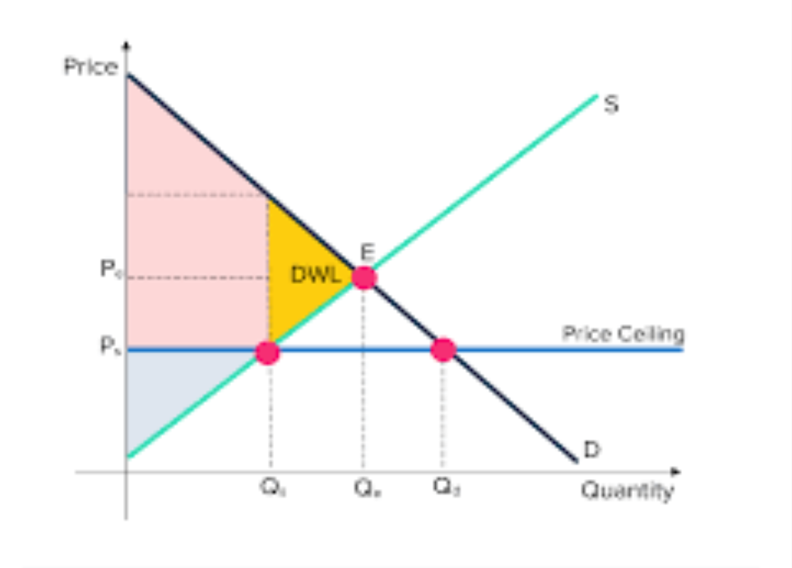 When the social optimal quality of goods is not being produced, lost efficiency. 