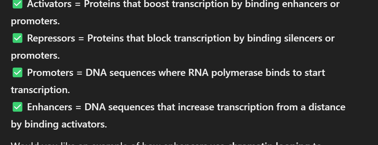 <ul><li><p>they’re basically different in how they affect gene expression</p></li></ul><p></p>