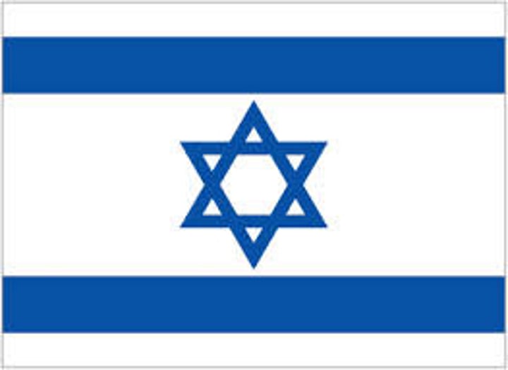 <p>Blue stripes = symbolize the stripes on a tallit, the traditional Jewish prayer shawl; God's glory, purity and gevurah (God's severity).</p><p>The Star of David = the Jewish people and of Judaism. </p><p>White = Chesed (Divine Benevolence).</p>