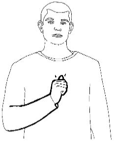 Point at your chest with
the "thumbs up" sign